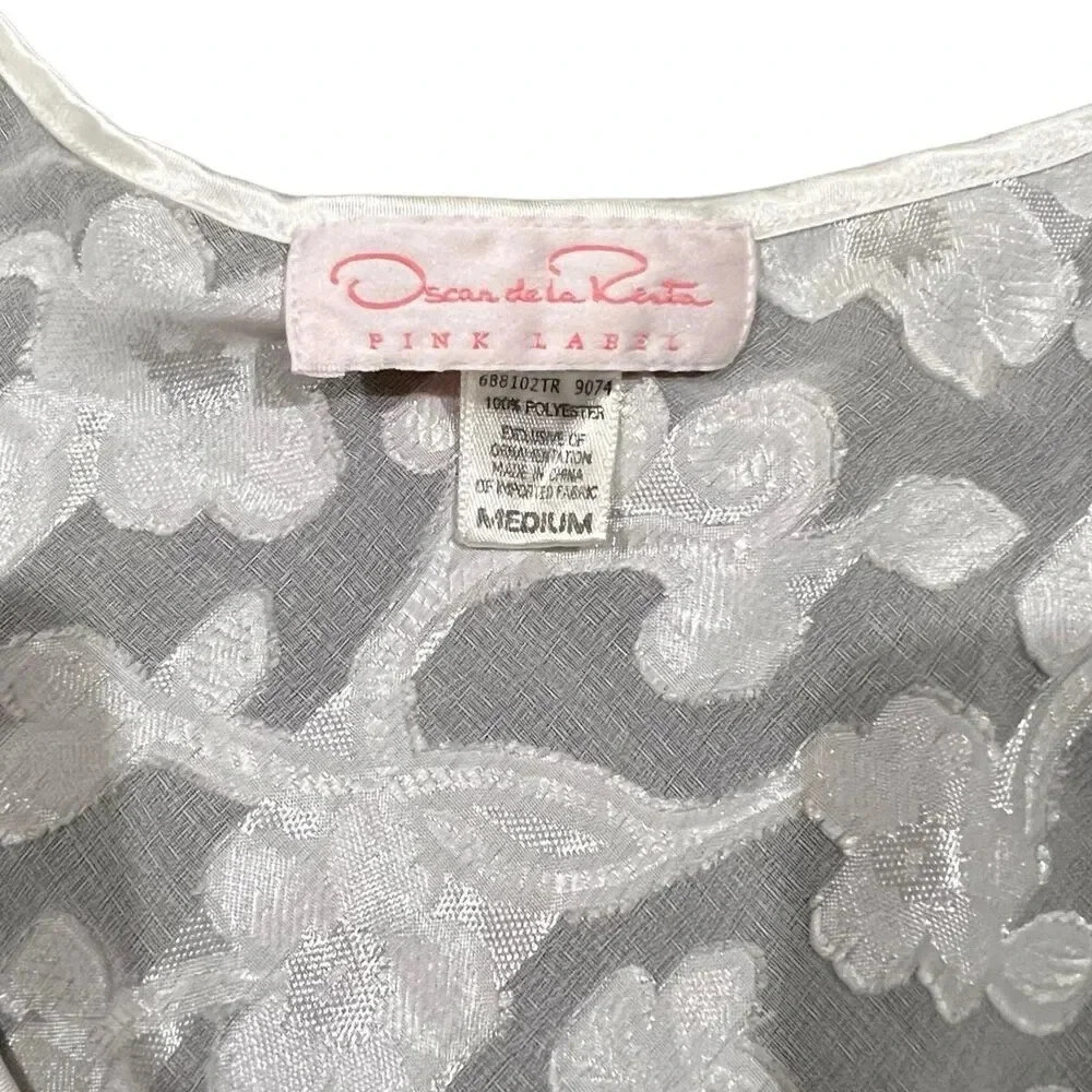 Oscar de la Renta Pink Label White Satin with Lace Long Maxi Nightgown M - Picture 5 of 5